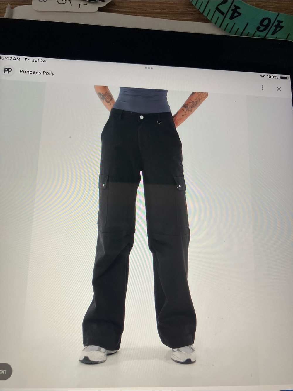 Harper & Ivy Black Wide Leg Cargo Jeans
